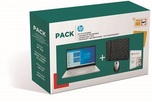 Image du PC portable HP 14-cf2009nf Argent - pack avec souris, housse et 1 an de Microsoft 365 Personnel
