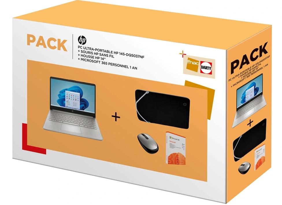 Image du PC portable HP 14s-dq5037nf Argent - Pack souris + housse + Microsoft 365 Personnel