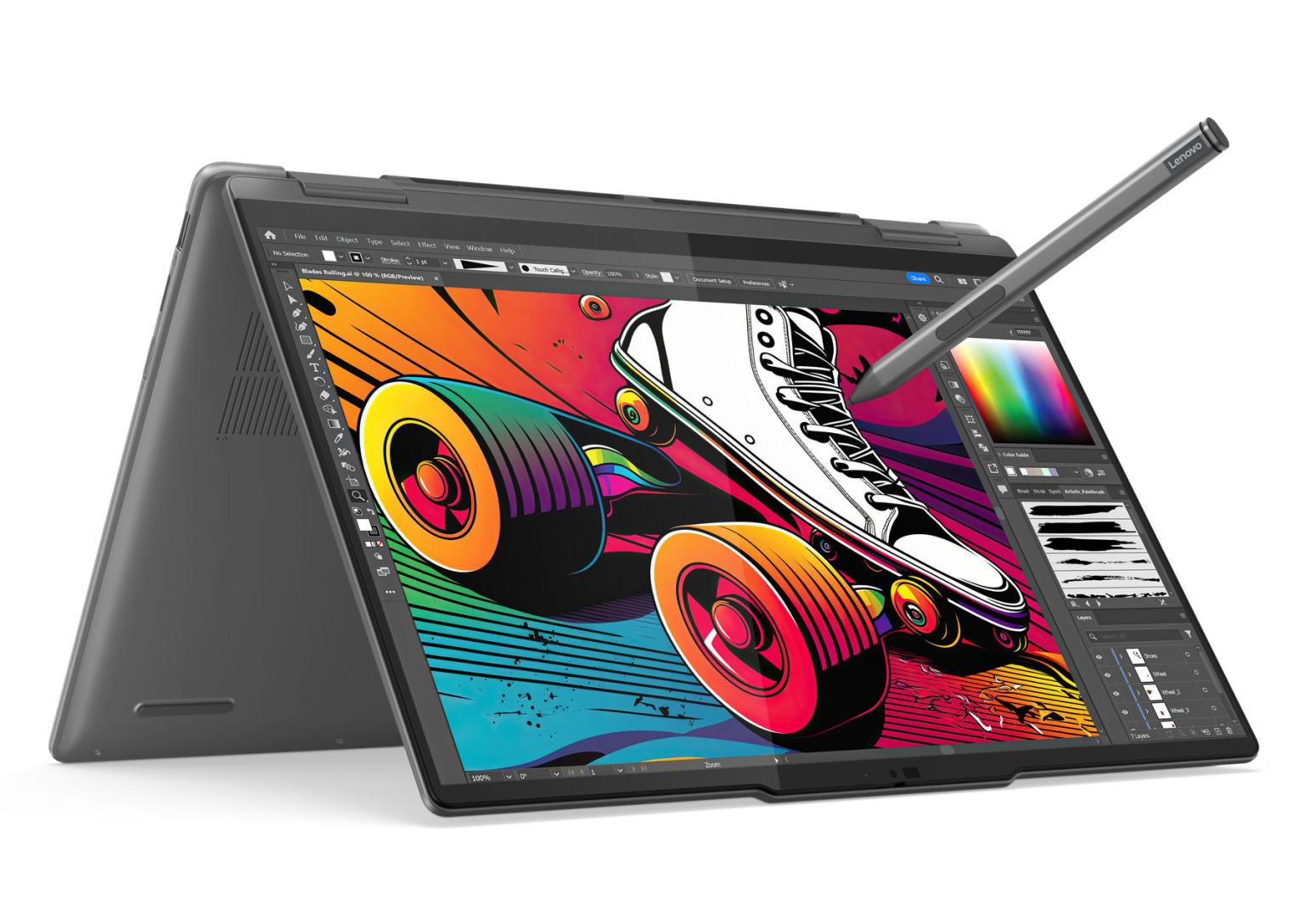 Image du PC portable Lenovo Yoga 7 14AHP9 (83DK005XFR) Argent - Tactile OLED, SSD 1 To